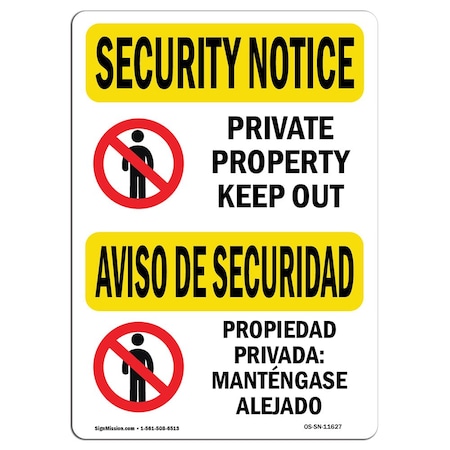 OSHA SECURITY NOTICE, 10 Height, 14 Width, Aluminum